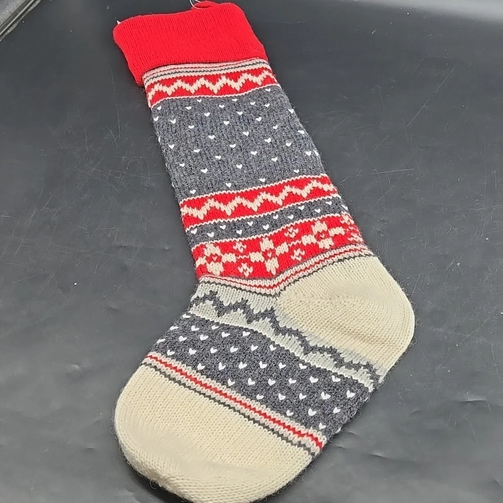 NEW CAROLINE Pottery Barn Christmas Holiday Stocking Wool Blend Fair Isle